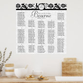 Tableau de siège de la réception en damas noir et  (Cuisine)