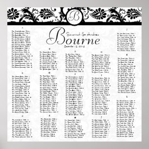 Tableau de siège de la réception en damas noir et