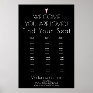 Tableau de Siège de Mariage Minimaliste Romantique