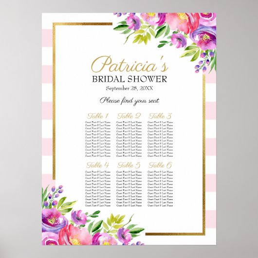 Tableau de Siège de Réception de Mariage Fleur Ros (Devant)