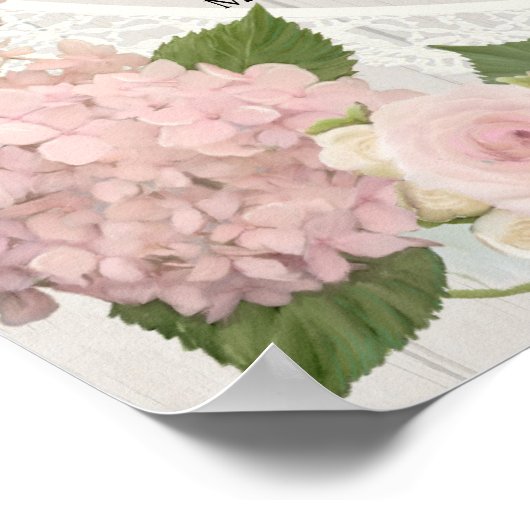Tableau de siège de réception Hydrangea rose dente (Coin)