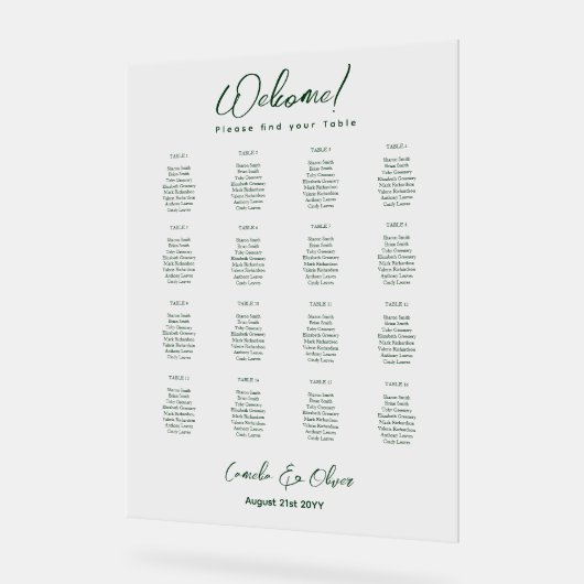 TABLEAU DE SIÈGE DU MARIAGE ACRYLIQUE GRAPHIQUE 16 (Angle)