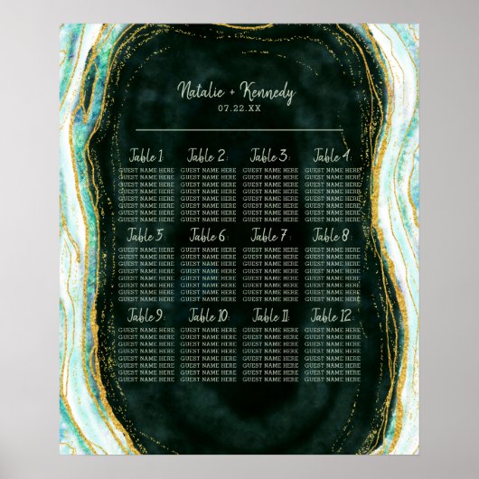 Tableau de siège du Mariage de l'Agate d'Or Vert t (Devant)