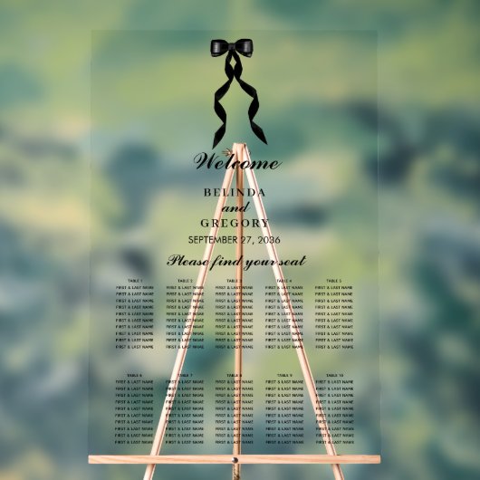 Tableau de siège du Mariage de ruban noir (Neutre)