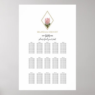Tableau de siège du Mariage Rustic King Protea
