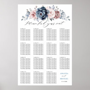 Tableau de siège en ardoise rose Rose bleu foncé