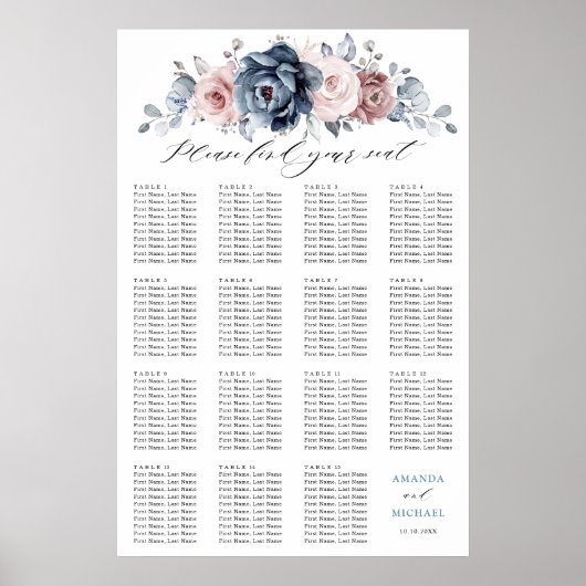 Tableau de siège en ardoise rose Rose bleu foncé (Devant)