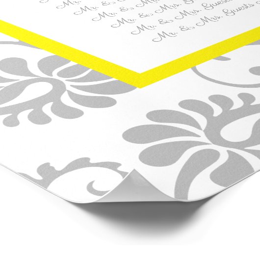 Tableau de siège jaune et gris clair Alphabétique (Coin)