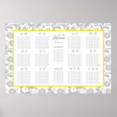 Tableau de siège jaune et gris clair Alphabétique (Devant)