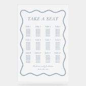 Tableau de siège Mariage acrylique blanc et bleu o (Recto)