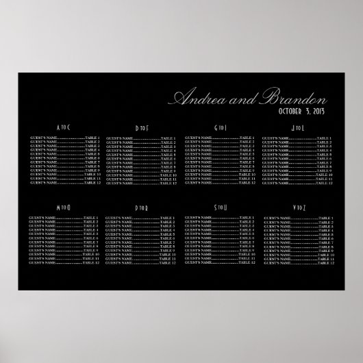 Tableau de siège Mariage Art Déco (Argent) (Devant)
