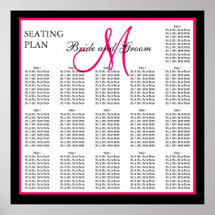 Tableau de siège Mariage de Monogramme Modèle rose