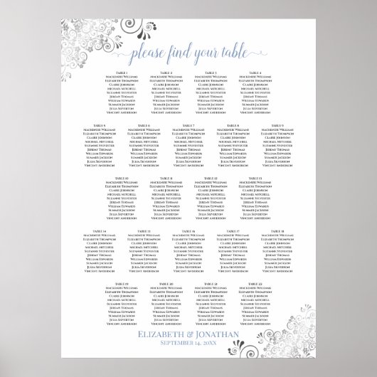 Tableau de siège Mariage de table Frilly 22 Blanc (Devant)