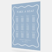 Tableau de siège Mariage en acrylique bleu-ondulé (Angle)