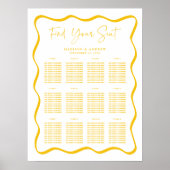 Tableau de siège Mariage moderne à cadre wavy jaun (Devant)