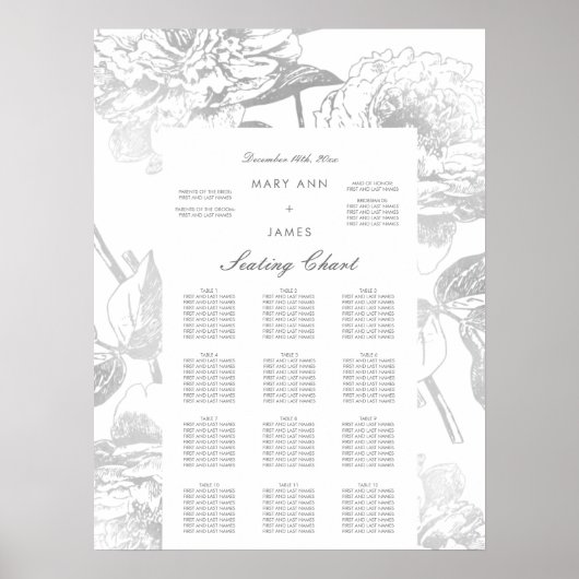 Tableau de siège mariage Moderne Simple Floral Arg (Devant)