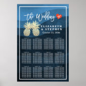 Tableau de siège mariage Or moderne Ananas Couple (Devant)