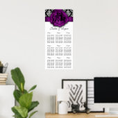 Tableau de siège mariage Rose pourpre Damas (Bureau à domicile)