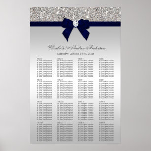 Tableau de siège mariage Séquin Argent Marine Bow