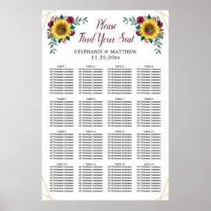 Tableau de siège mariage Tournesol Géométrique