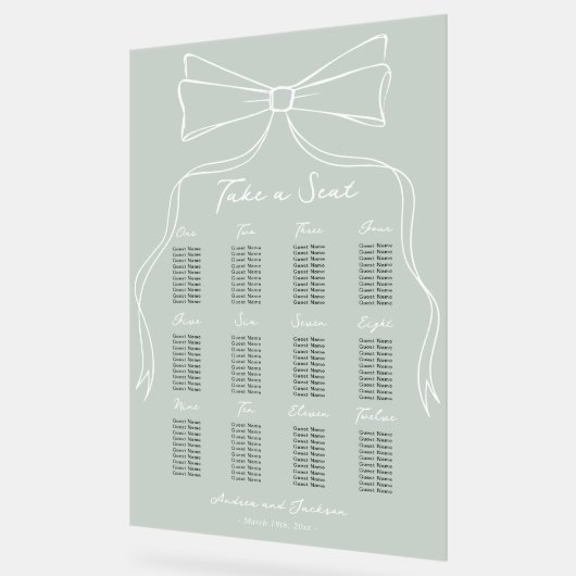 Tableau de siège Mariage vert de la taille de main (Angle)