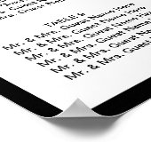 Tableau de siège simple Mariage à bordure noire (Coin)