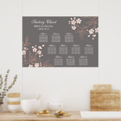 Tableau de sièges 10 Tables Corail gris Floral (Cuisine)