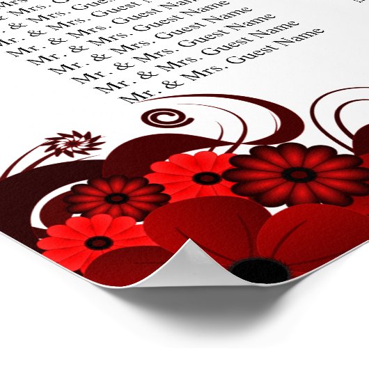 Tableau de sièges à 10 Mariages de fleurs rouges e (Coin)