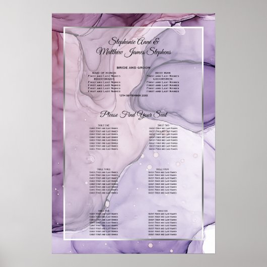 Tableau de sièges Abstraits du Rose Lavender perso (Devant)