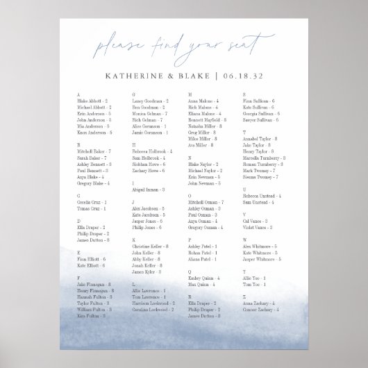 Tableau De Sièges Alphabétiques De La Marche Ebb (Devant)