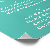 Tableau de sièges alphabétiques Paisley turquoise (Coin)