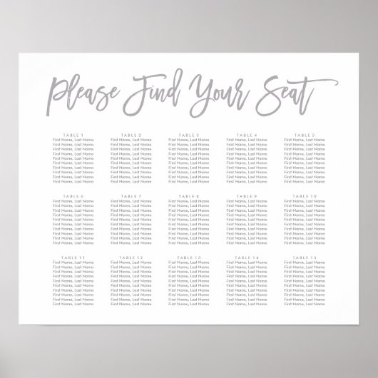 Tableau de sièges avec lettres à main chic (Devant)