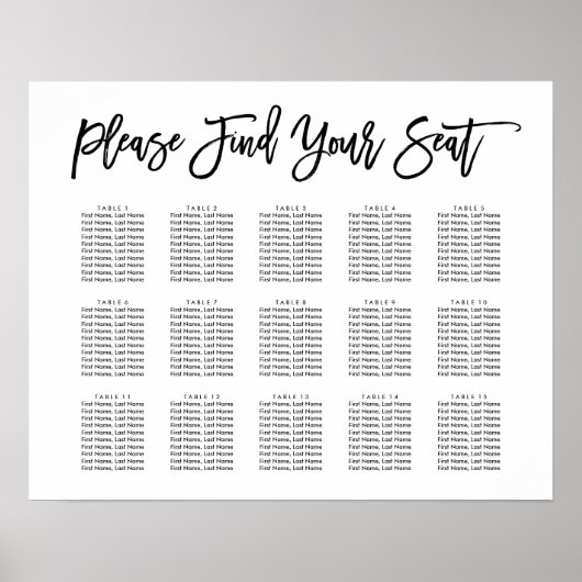 Tableau de sièges avec lettres à main chic (Devant)