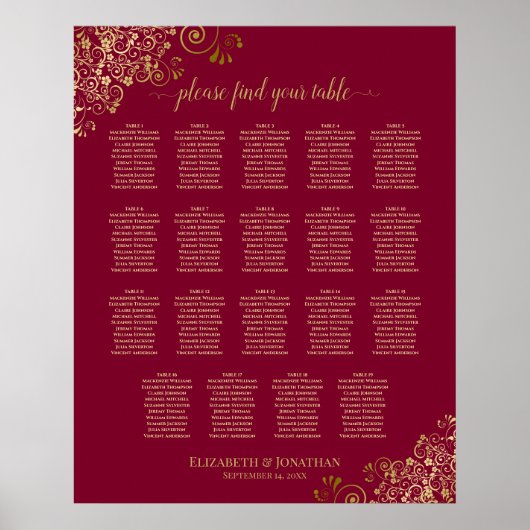 Tableau de sièges de 19 Mariages en Bourgogne et e (Devant)