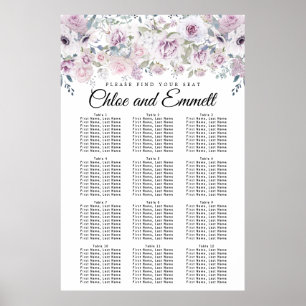 Tableau de sièges de Mariage blanc violet à 12 tab