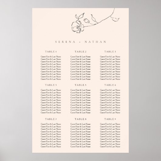 Tableau de sièges de Mariage floral de qualité min (Devant)