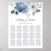 Tableau de sièges de Mariage Floral Dusty Blue (Devant)