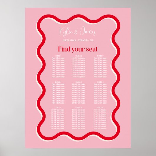 Tableau de sièges de Mariage minimal (Devant)