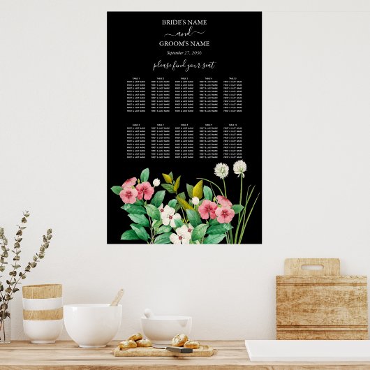 Tableau de sièges de Mariage noir périphérique fle (Cuisine)