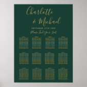 Tableau de Sièges de Mariage Vert Émeraude et Or (Devant)