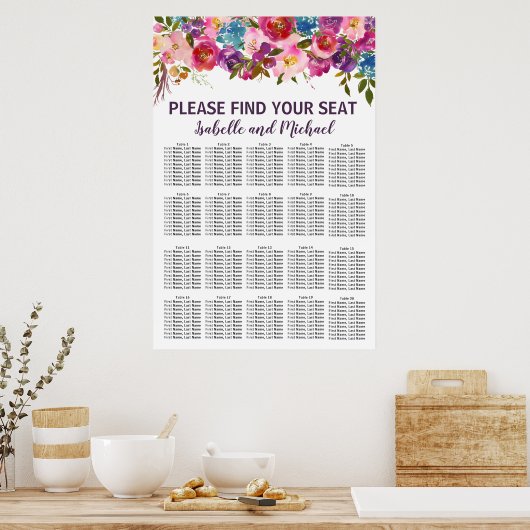 Tableau de sièges de Mariages de 20 tables violets (Cuisine)