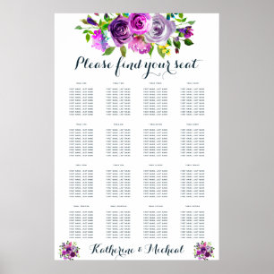 Tableau de sièges de Mariages floraux violets
