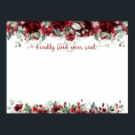 Tableau de sièges de pivoine rouge vierge extra<br><div class="desc">Un grand tableau blanc avec somptueux Peonies rouges en cascade sur un script de lettrage à main en pointillés.</div>