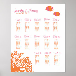 Tableau de sièges de poissons tropicaux orange et