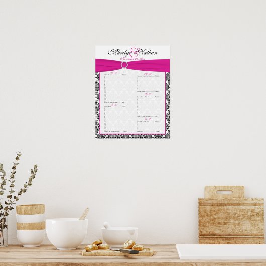 Tableau de sièges de réception rose, blanc et noir (Cuisine)