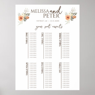 Tableau de sièges du Mariage fleur sauvage