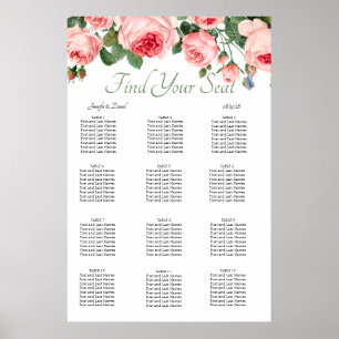 Tableau de sièges élégant à motif floral rose aux 