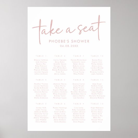 Tableau de sièges en Fête des mariées rose et blan (Devant)