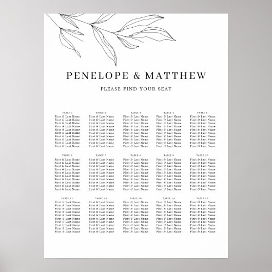 Tableau de sièges Feuille de la ligne d'art (Devant)