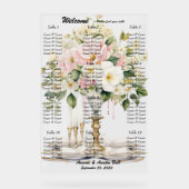 Tableau de sièges floraux blanc et rose mariage (Recto)